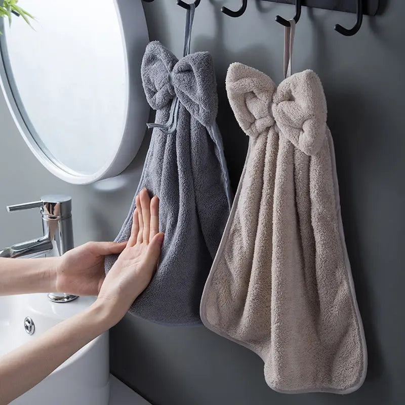 DecorBites™ Coral Velvet Soft Hand Towels Super Absorbent for Kitchen Bathroom Home Hair
