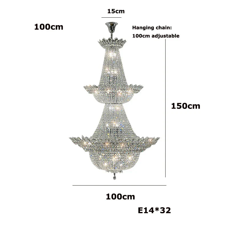 DecorBites™ K9 Crystal Gold Ceiling Chandelier - Trendy Chrome Lighting