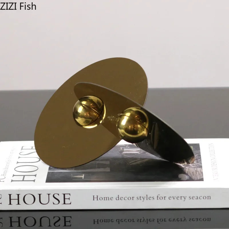 DecorBites™ Geometric Circle Sculpture: Modern Metal Desk Ornament for Room Aesthetic