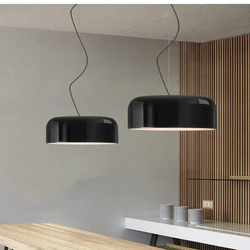 DecorBites™ Glossy Black Round Nordic Pendant Light for Dining Room and Bar Decor