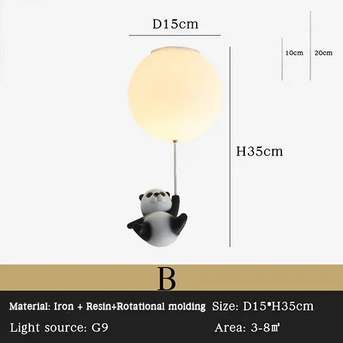 DecorBites™ Kids Bear LED Ceiling Chandelier, Cute Bedroom Pendant Light for Boys and Girls