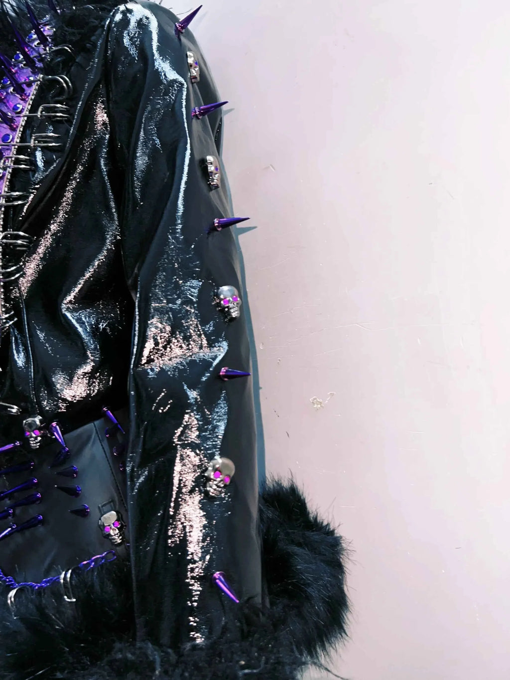 Women's Rivet Leather jacket Skull Leather jacket Gothic Leather jacket