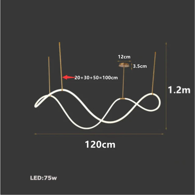 DecorBites™ Gold Black LED Chandelier Modern Minimalist Pendant for Home Decor Lighting