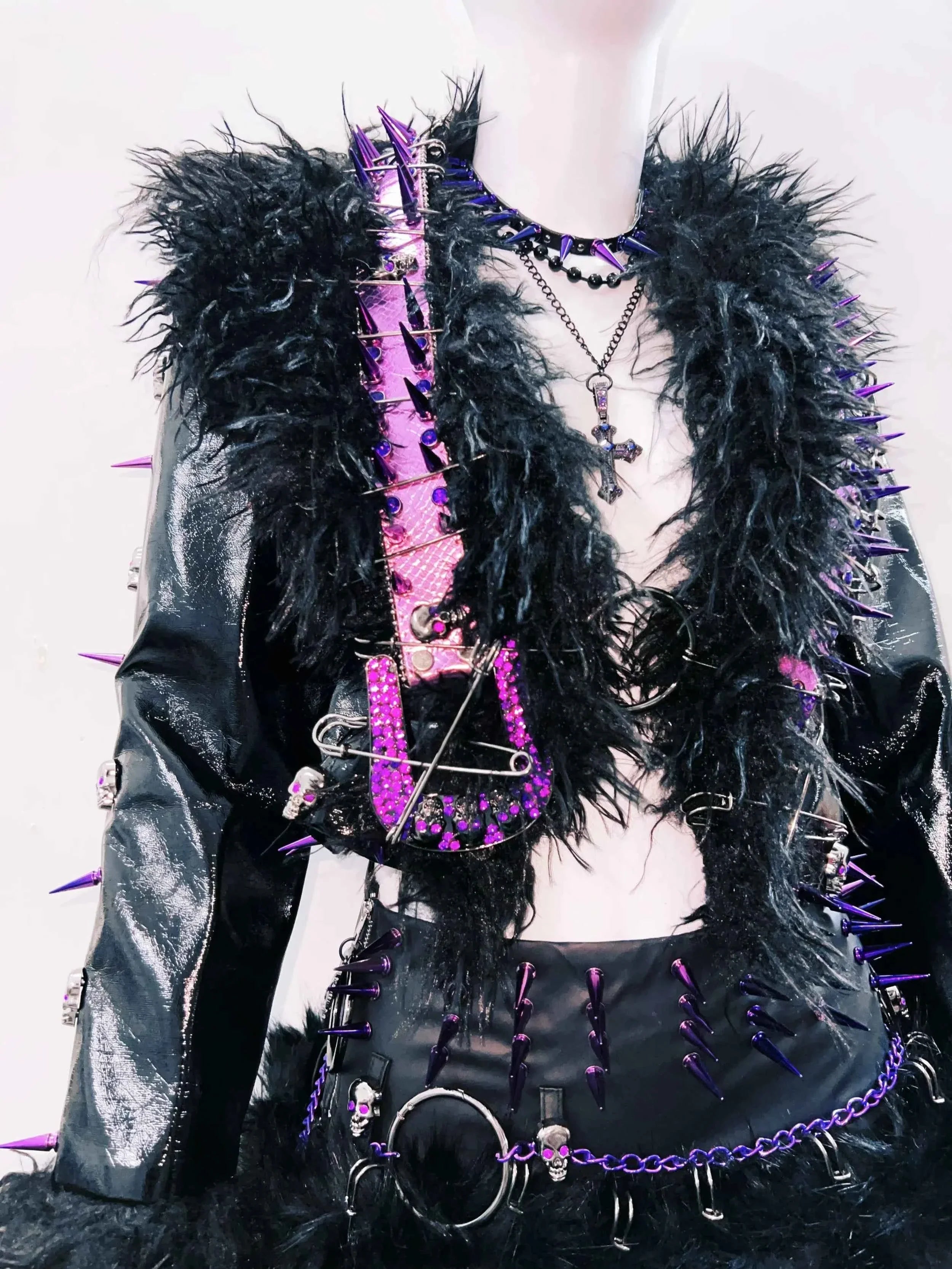 Women's Rivet Leather jacket Skull Leather jacket Gothic Leather jacket