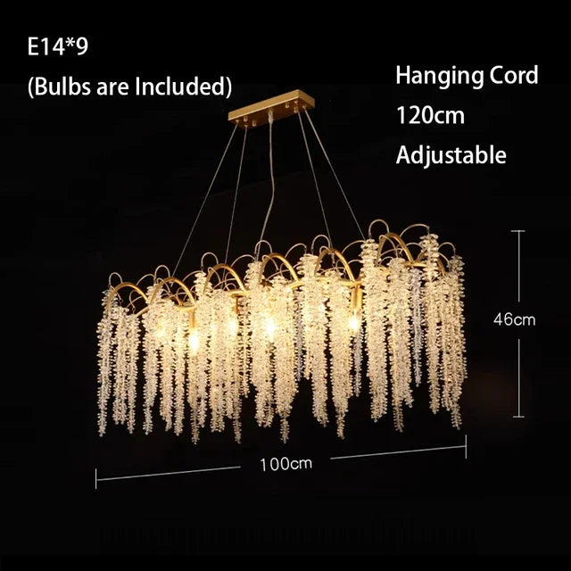 DecorBites™ Gold Glass LED Crystal Chandeliers for Luxe Dining Room Decor