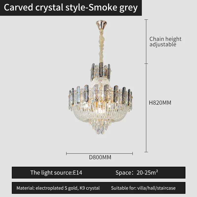 DecorBites™ French Bead Chain Crystal Chandelier for Luxury Spaces
