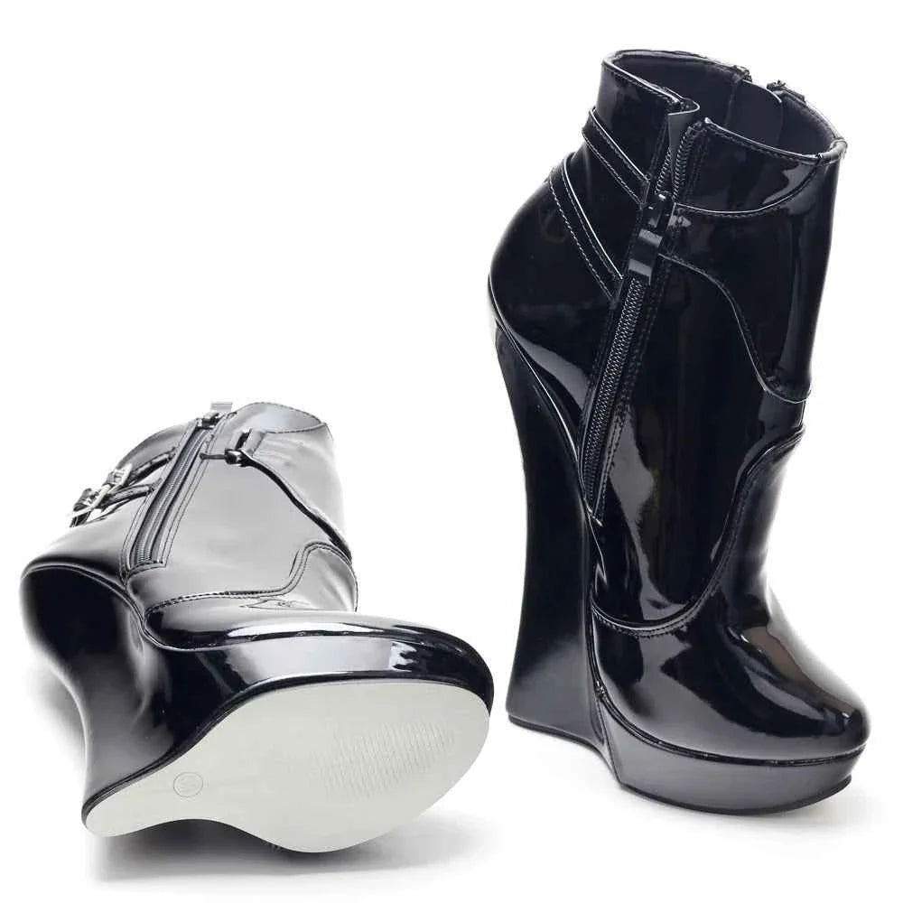 18CM High Heel Wedge Platform Fetish Sexy Ankle Boots