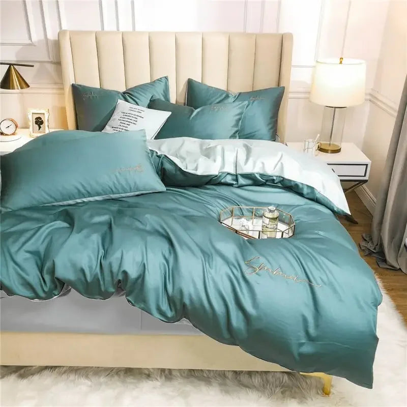 DecorBites™ Egyptian Cotton Bedding Set with Sheet Pillowcase Blanket Cover - Queen King Size
