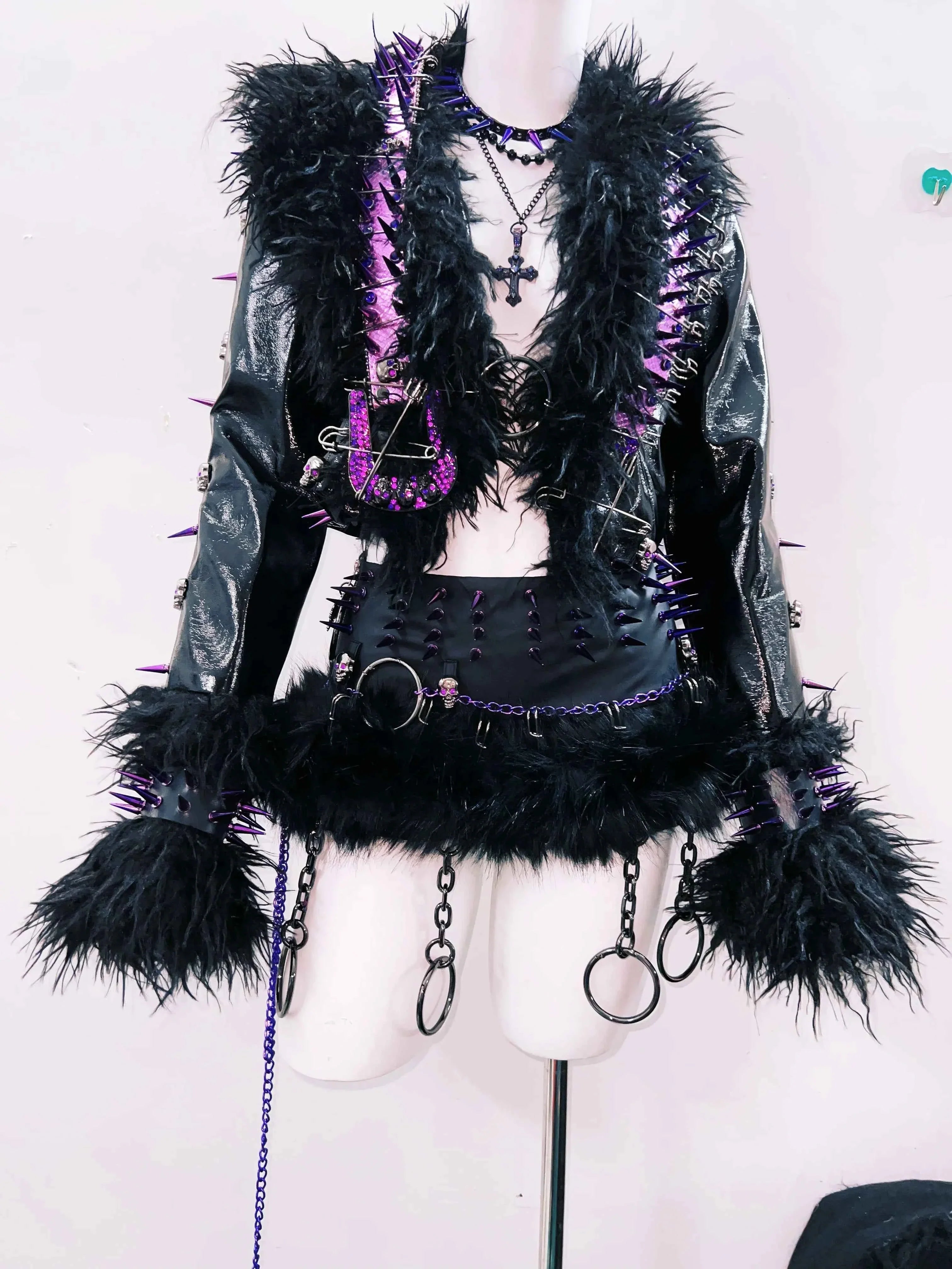 Women's Rivet Leather jacket Skull Leather jacket Gothic Leather jacket