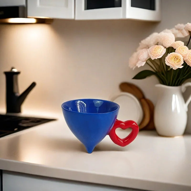 DecorBites™ Heart Shape Ceramic Coffee Mug Teacup Fruit Juice Container - Set of 2