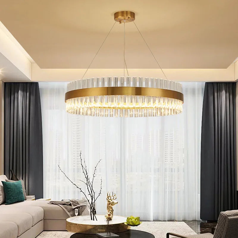 DecorBites™ Crystal LED Ring Chandelier | Modern Pendant Light Fixture