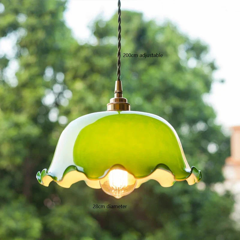 DecorBites™ Green Glass LED Pendant Light for Home, Restaurant, Bar, and Loft Style Decor.
