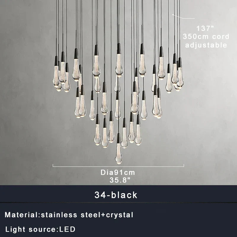 DecorBites™ Crystal Water-drop Ceiling Chandelier: Elegant Dining Table Lighting Fixture