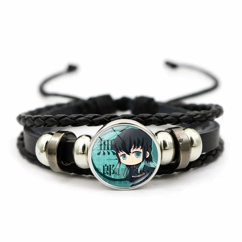 Demon Slayer Bracelet: Tanjiro & Nezuko Leather Charm