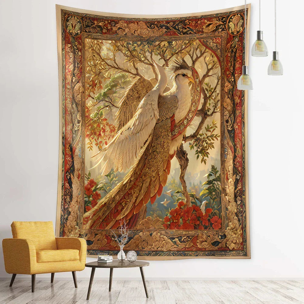 DecorBites™ Flying Bird Tree of Life Tapestry Wall Hanging: Bohemian Abstract Hippie Decor