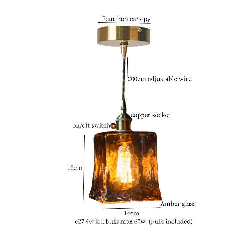 DecorBites™ Cracked Glass LED Pendant Light for Cafe Bar Kitchen Living Room