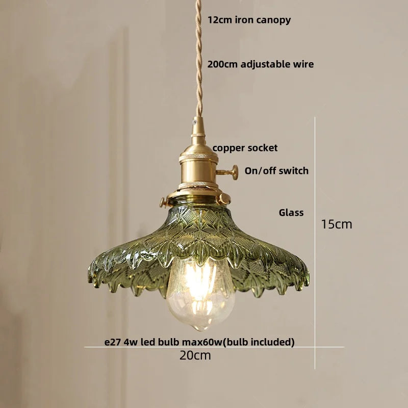 DecorBites™ Glass LED Pendant Lamp with Wood Handle - Modern Nordic Hanging Light