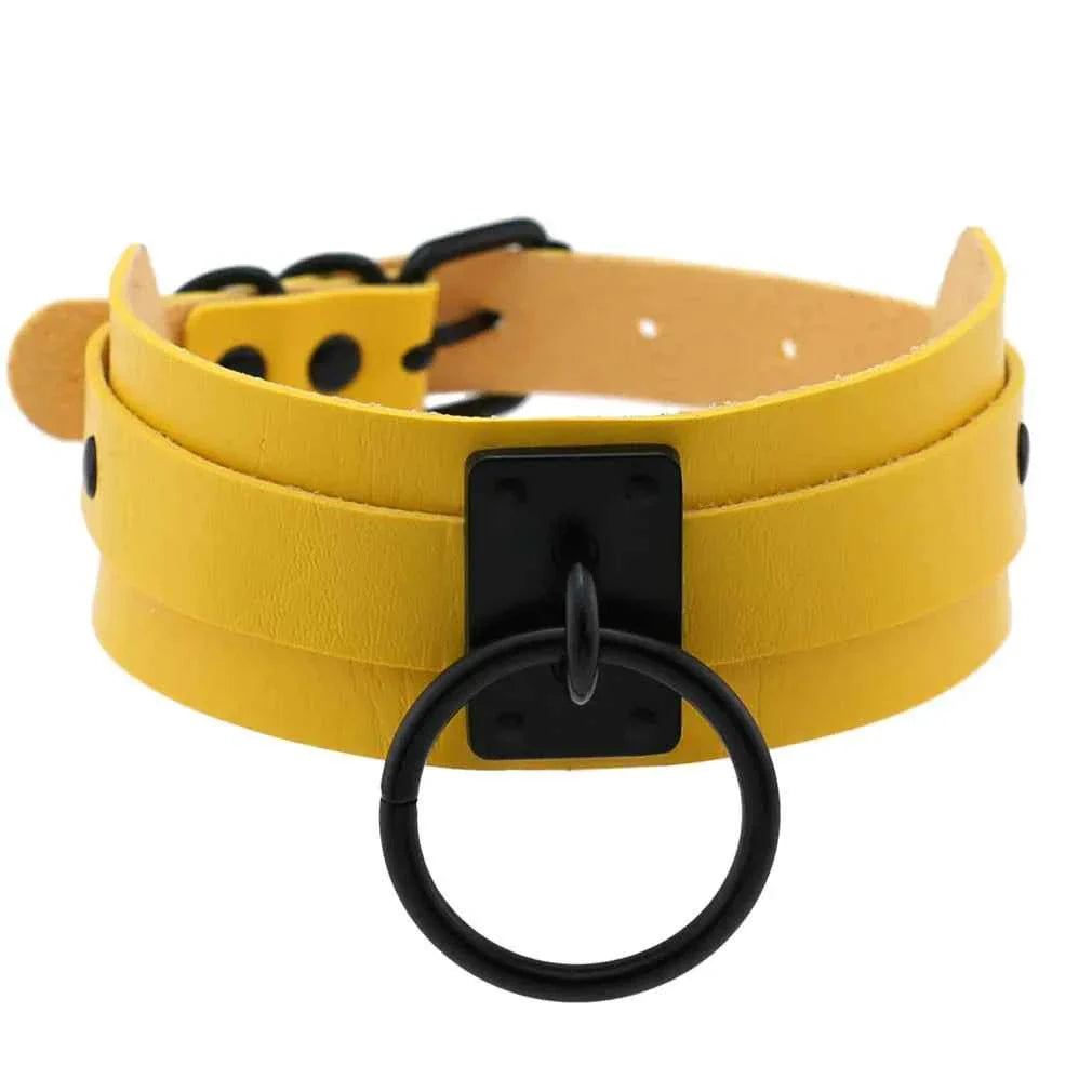 Metal Leather Choker Collar Goth Fashion Accessories
