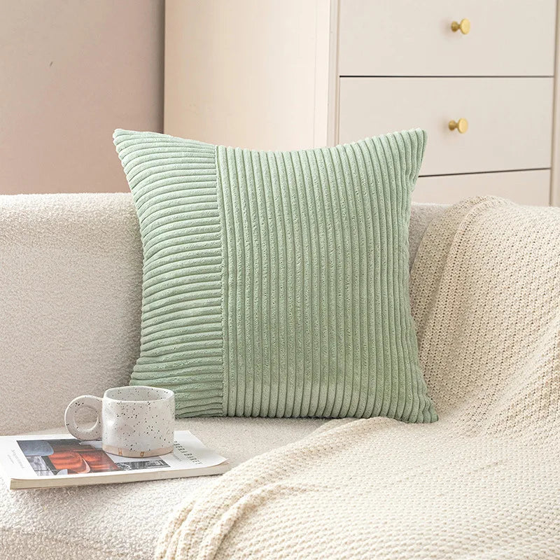 DecorBites™ Corduroy Striped Body Pillow: Soft Lumbar Support & Cozy Home Decor