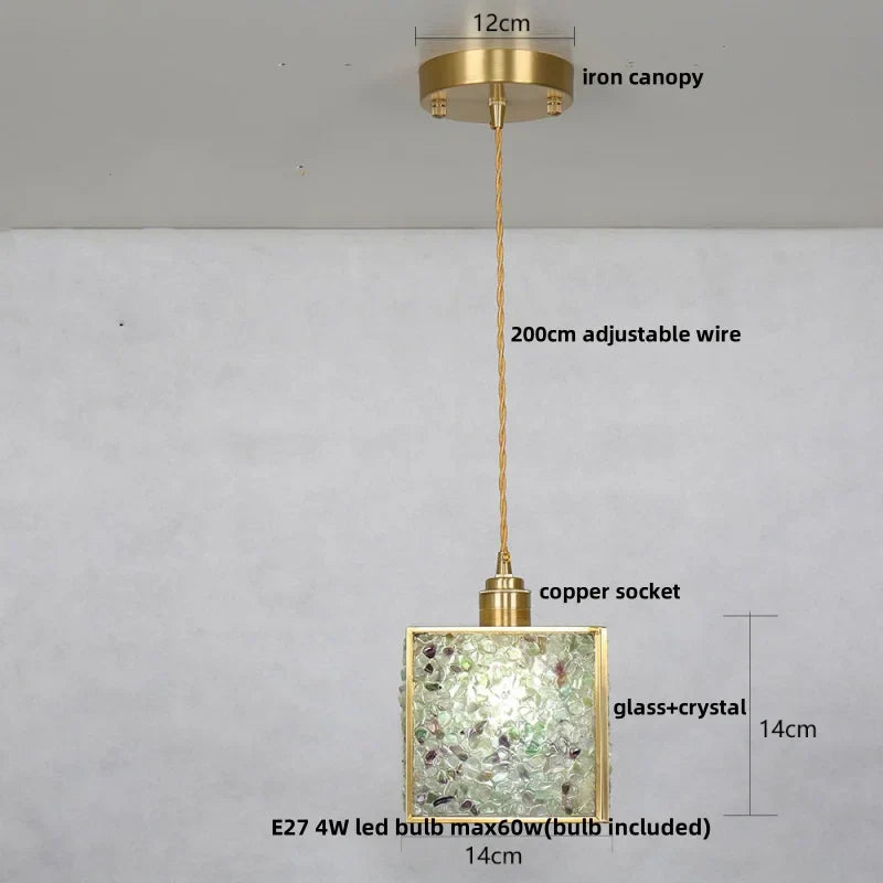 DecorBites™ Copper Walnut LED Pendant Lamp Crystal Glass Hanging Light