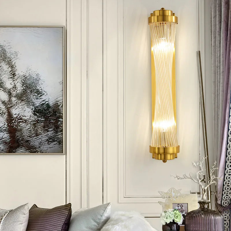 DecorBites™ Crystal Wall Sconce: Modern Living Room Bedside Light Fixture Glass Gold Luminaire