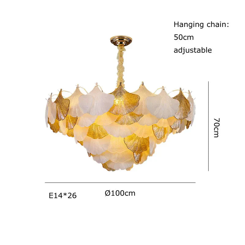 DecorBites™ Ginkgo Art Deco Dimmable Chandelier for Dinning Room