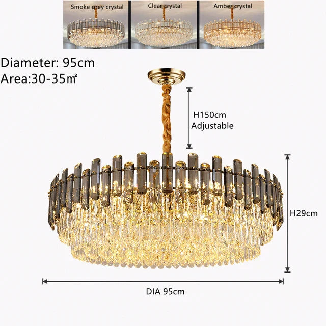 DecorBites™ K9 Crystal Chandelier for Modern Interior Lighting in Living Room, Luminaire Hanging Light