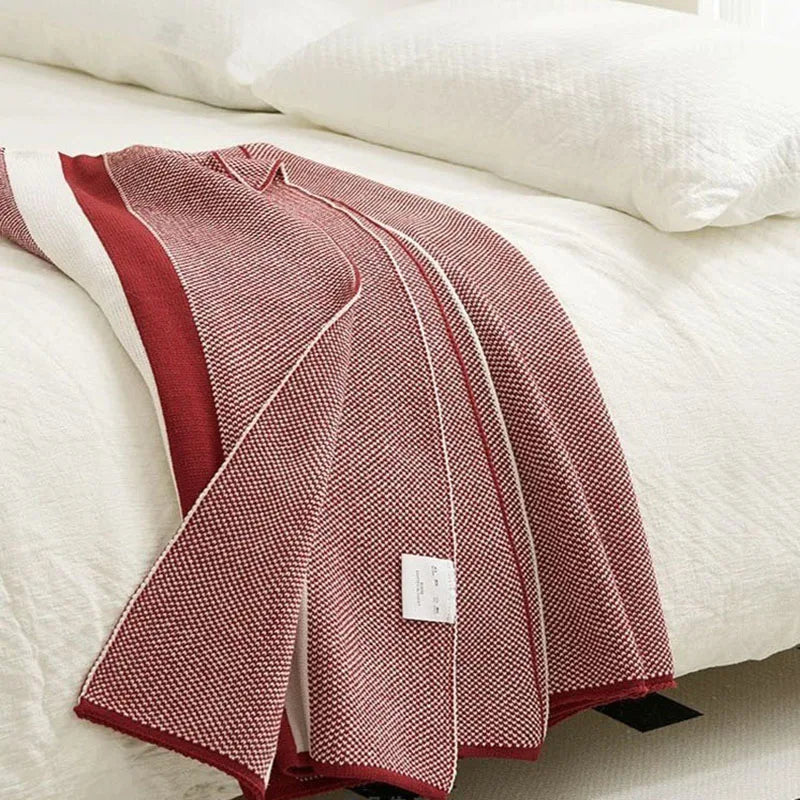 DecorBites™ Cozy Striped Knit Blanket for All Seasons