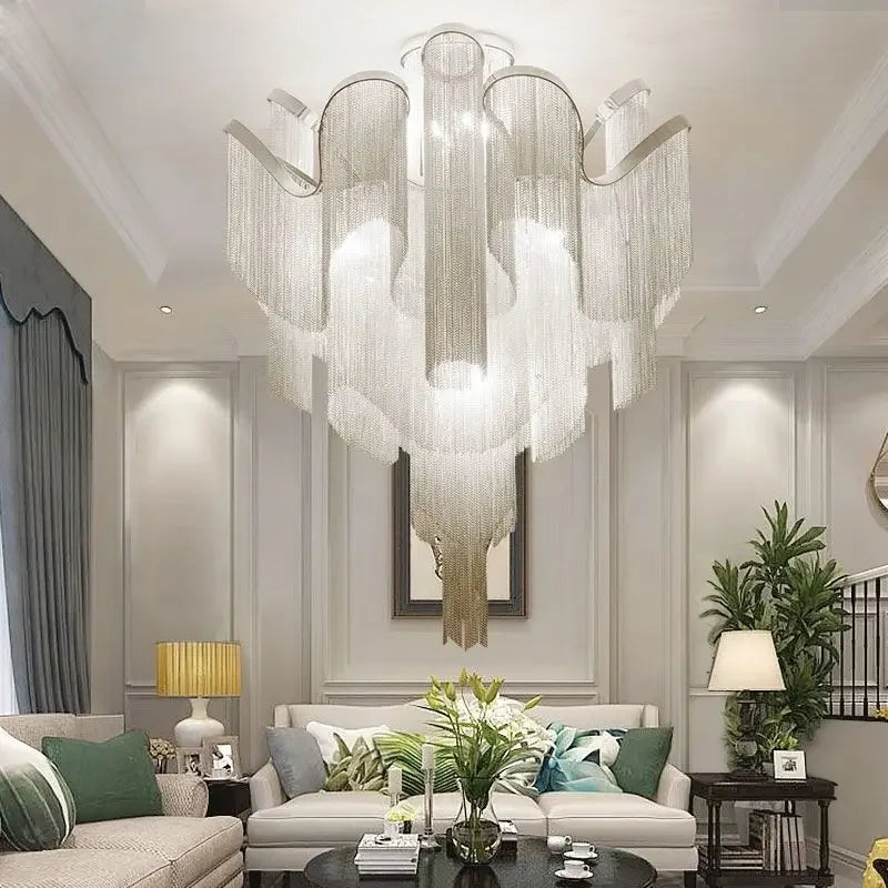 DecorBites™ LED Flower Tassels Ceiling Chandelier for Living Room, Staircase - Elegant Villa Pendant Light