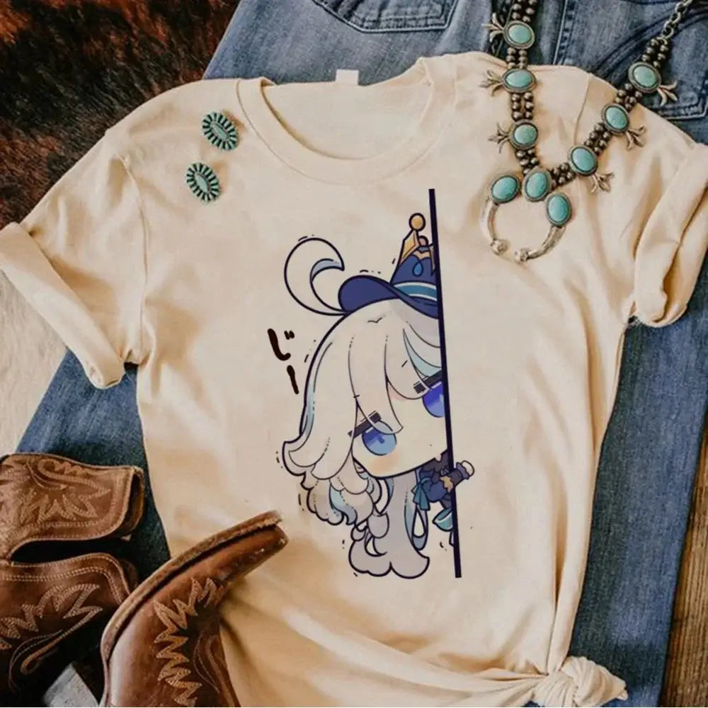 Genshin Impact Furina T-Shirt Comic Y2k Anime Tee