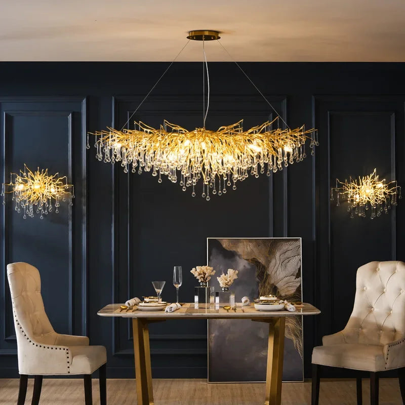 DecorBites™ Crystal LED Chandelier: Elegant Modern Luxury Ceiling Lighting for Living Room Decor