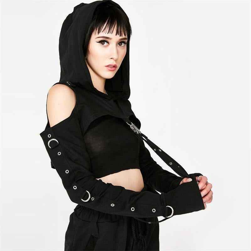 Women's Dark Gothic Crop Top Sweatshirt | Punk Aesthetic | MUNSIEUR