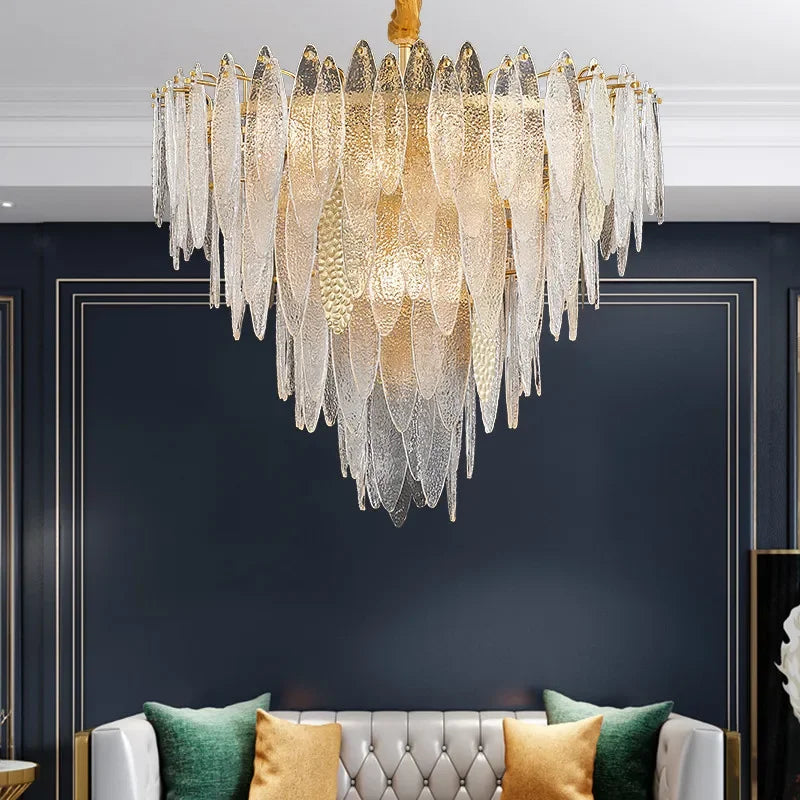 DecorBites™ Gold Metal Chain LED Pendant Lights for Modern Luxury Living Room