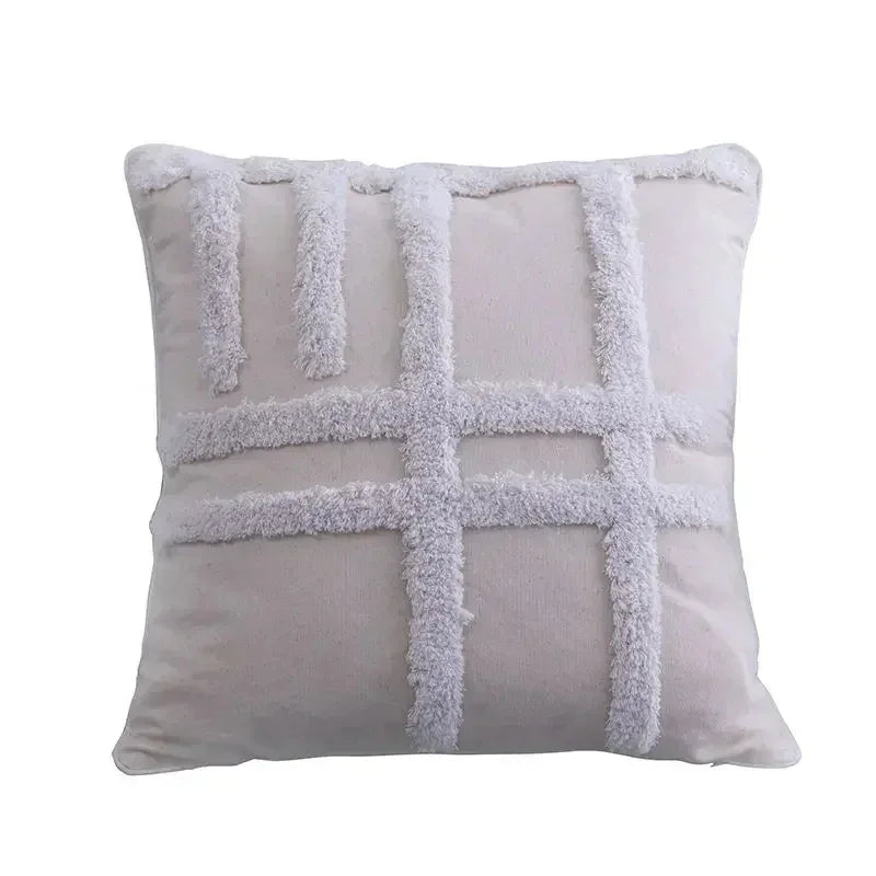 DecorBites™ Geometric Waves Tufted Pillow Covers with Embroidered Tassels