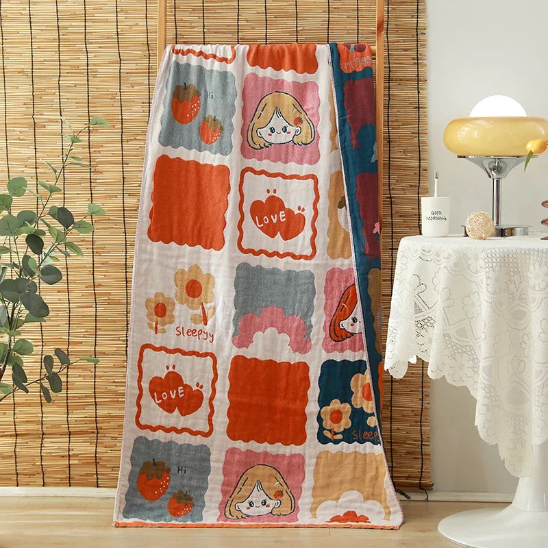 DecorBites™ Cotton Gauze Adult Bath Towels: Luxury, Quick-Dry, Soft & Absorbent