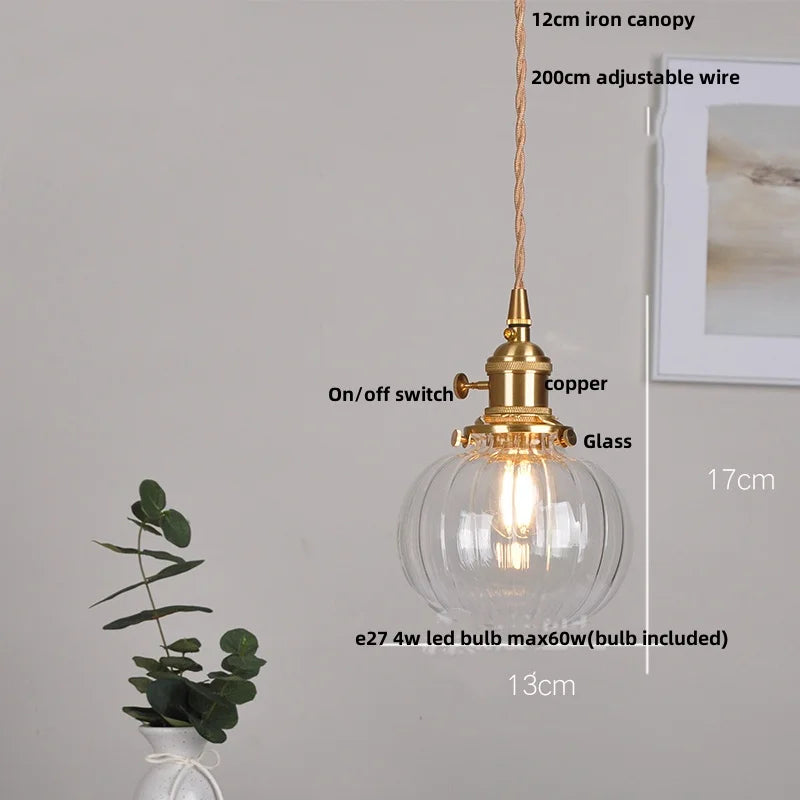 DecorBites™ LED Brass Pendant Lamp Modern Clear Glass Dining Light