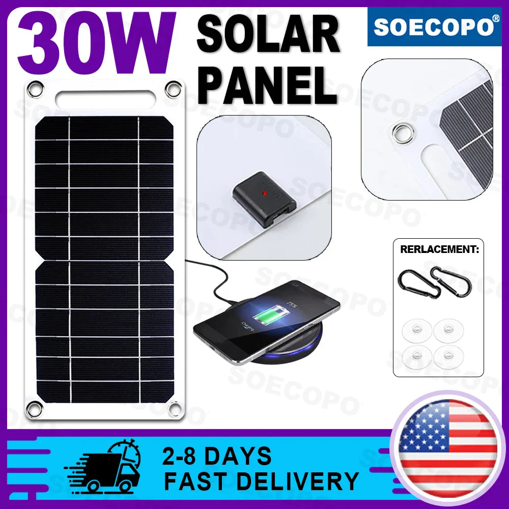 (U.S Stock) 35W Portable Foldable Solar Charger Panel Dual USB Ports Fast Charging  Power Bank iPhone Camping Outdoor Travel