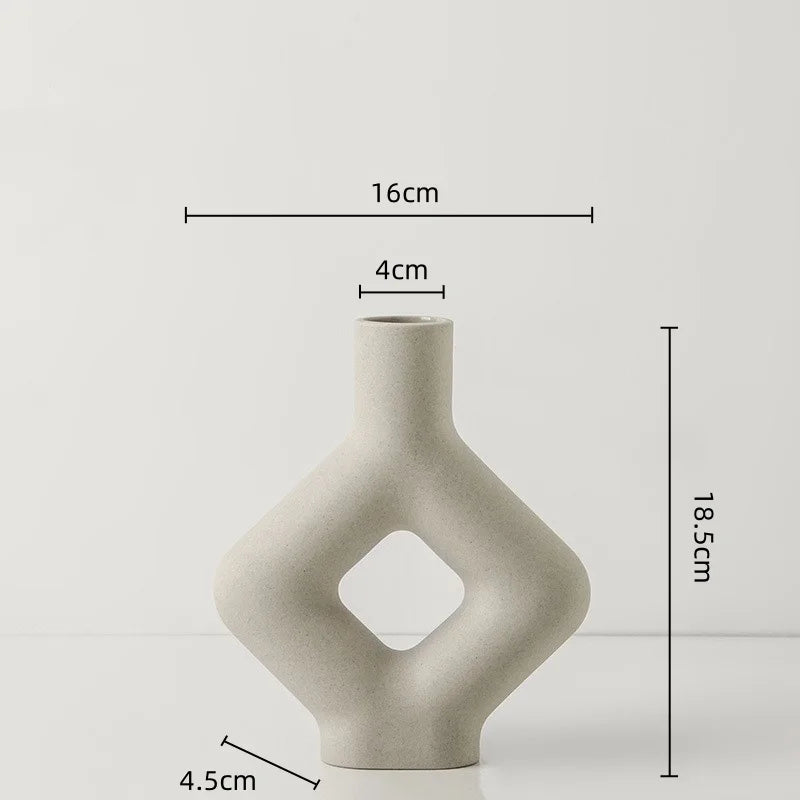 DecorBites™ Geometric Ceramic Vase: Hollowed-out Letters Flower Arrangement Home Decor