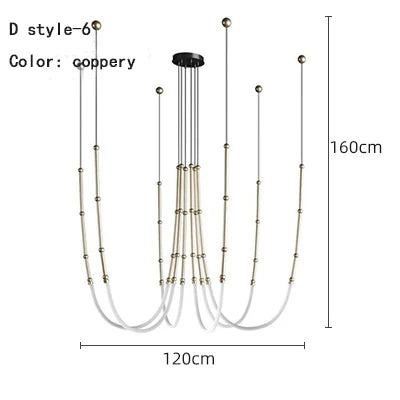 DecorBites™ Linear Creative Chandelier: Nordic LTalian Designer, Modern Lighting for Living Room, Lobby, Bedroom, Restaurant