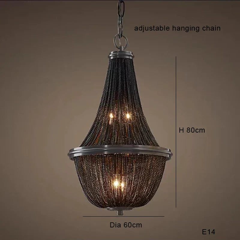 DecorBites™ Black Aluminum Chain Tassel Pendant Lights - Dimmable Classic Chandelier