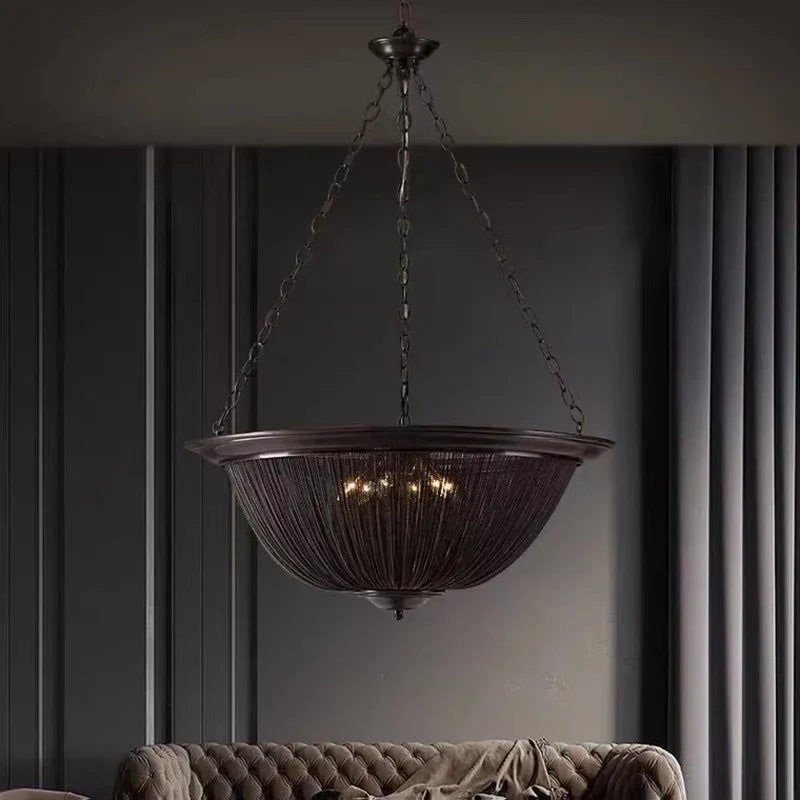 DecorBites™ Black Aluminum Chain Tassel Pendant Lights - Dimmable Classic Chandelier