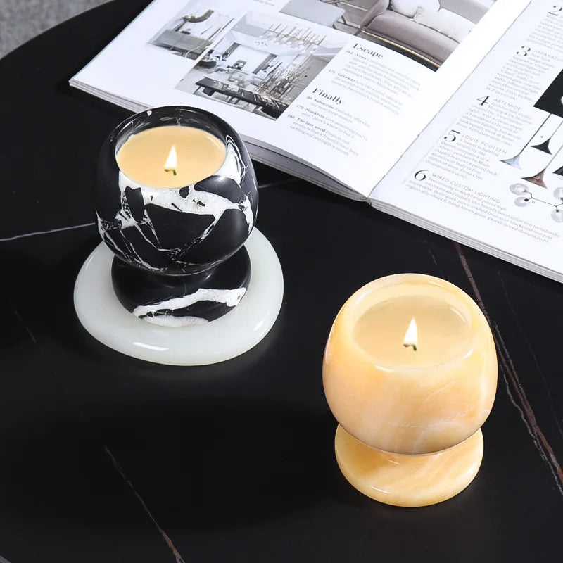 DecorBites™ Grand Antique Marble Candlestick Holder: Modern French Fireplace Dining Table Centerpiece
