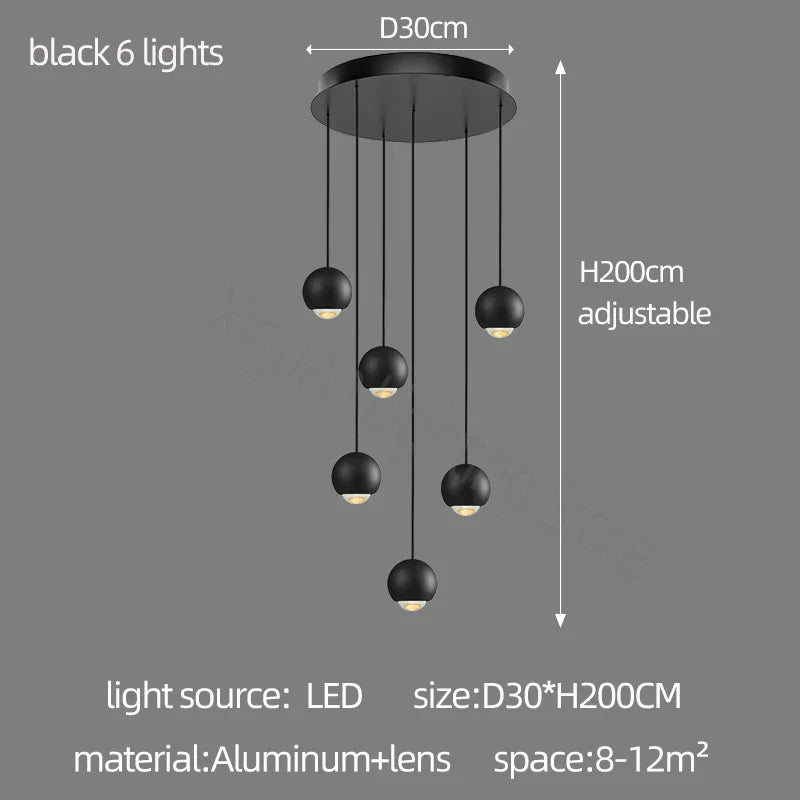 DecorBites™ Globe Lens Metal Chandelier for Living Room Kitchen Bedroom Cafe Staircase Villa