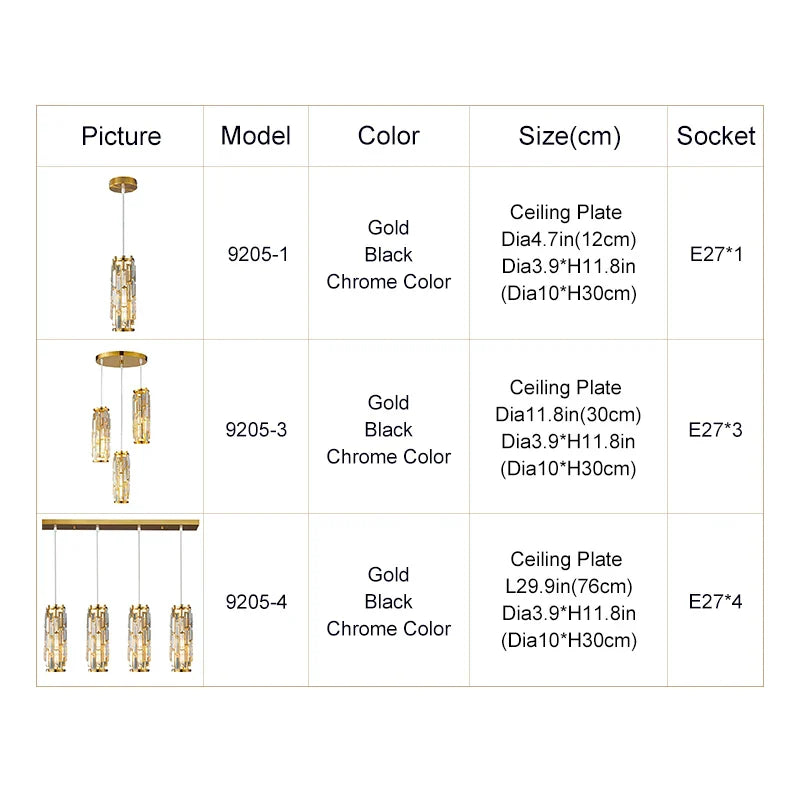 DecorBites™ Gold Crystal Chandelier: Elegant Dining Room Pendant Lighting