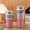 DecorBites™ Double Wall Insulated Stainless Steel Water Bottle with Straw - Large Capacity Mug