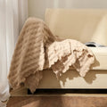 DecorBites™ Knitted Waffle Blanket Throw - Multi-Season Sofa Cover, Bedspread, and Nap Bed End Towel