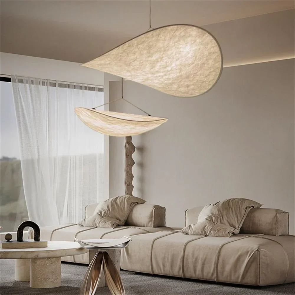 DecorBites™ Japanese Style Non-Woven Chandelier - Modern Wabi Sabi Design for Living Room Bedroom.