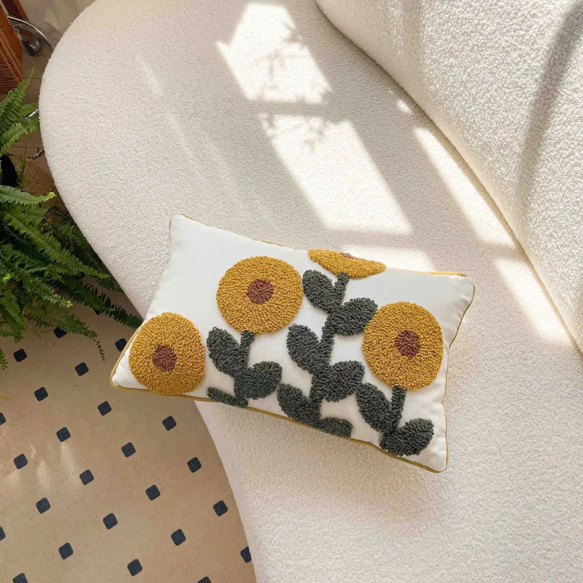 DecorBites™ Geometric Waves Tufted Pillow Covers with Embroidered Tassels