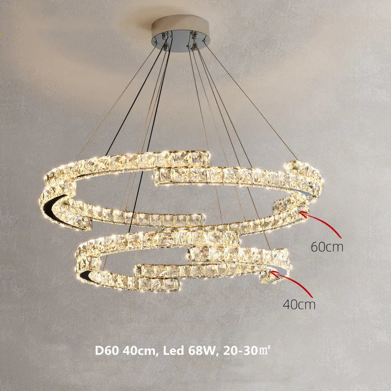 DecorBites™ Crystal LED Pendant Lights Chrome Steel Modern Luxury Fixtures