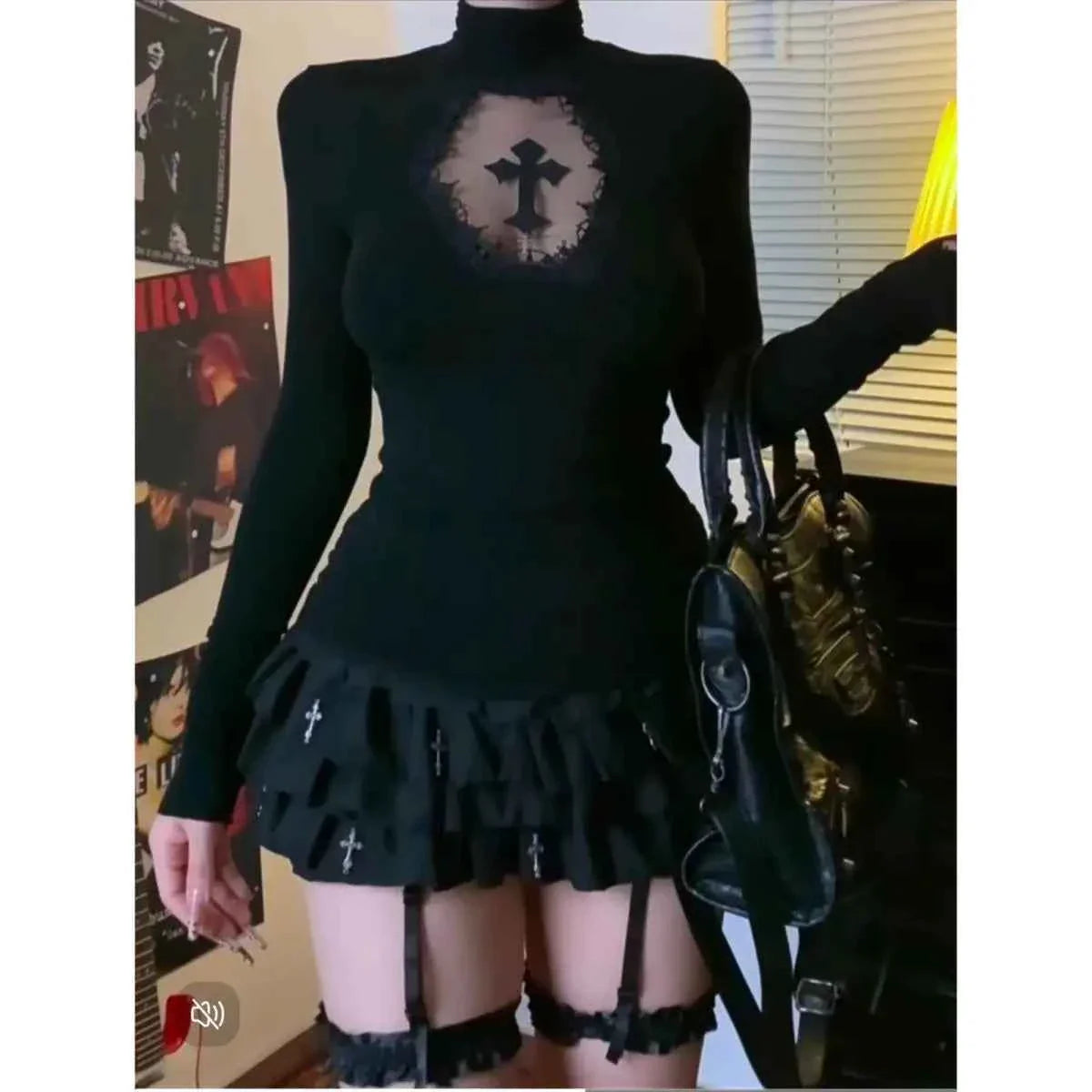 Hollow Out T-shirt Gothic Punk Alt Style